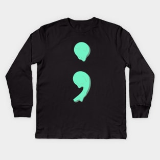 dripping/melting semicolon in pastel mint green Kids Long Sleeve T-Shirt